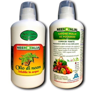 Olio di neem solubile da 1Lt e sapone molle di potassio da 1Kg